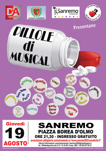 Sanremo: giovedì in piazza Borea d'Olmo appuntamento con “Pillole di Musical”