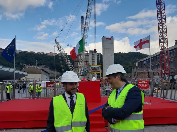 Regione: il presidente del Consiglio Piana alla posa del primo troncone del 'Morandi' "Da oggi si riparte"