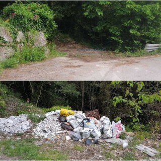 L'area ripulita in strada Monte Ortigara L'area ripulita in strada Monte Ortigara