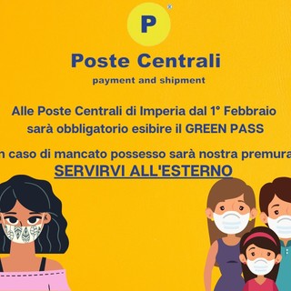 Imperia: dal 1° febbraio alle Poste Centrali si entra solo col 'Green Pass', all'ufficio di via Brea servizio anche all'esterno
