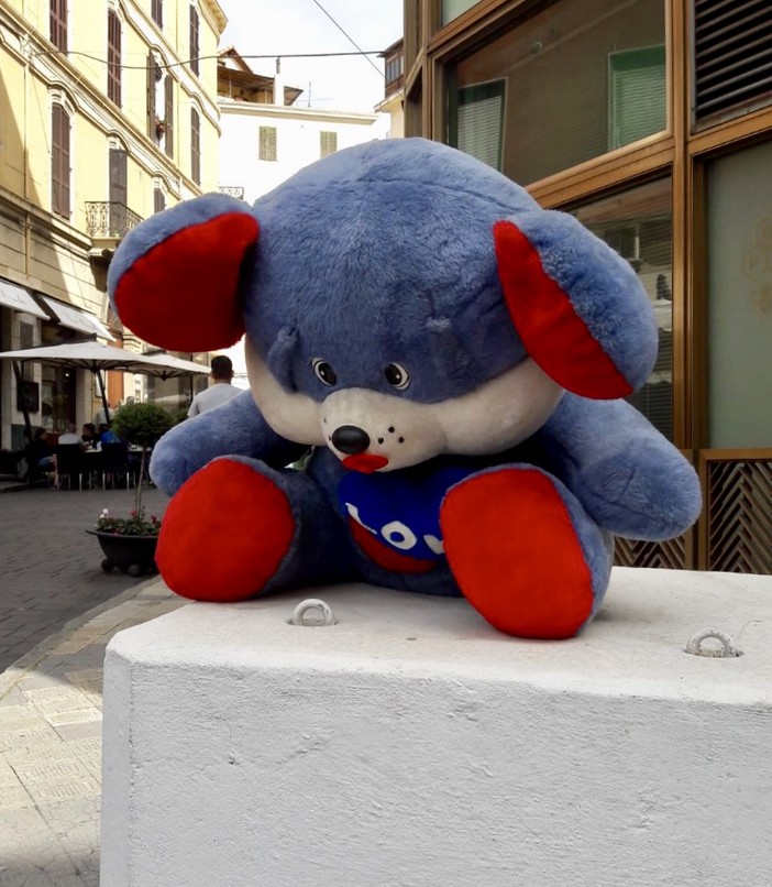 Il peluche abbandonato in via Carli Il peluche abbandonato in via Carli