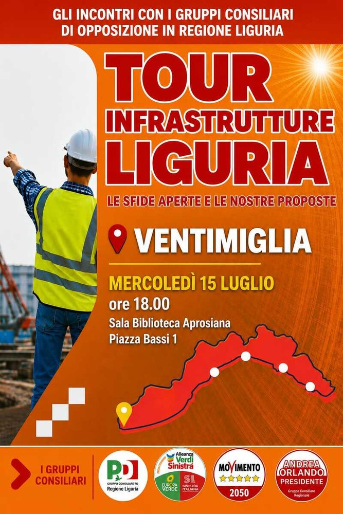 Ventimiglia, il 15 luglio confronto su infrastrutture e sviluppo: il centrosinistra chiama il territorio Ventimiglia, il 15 luglio confronto su infrastrutture e sviluppo: il centrosinistra chiama il territorio