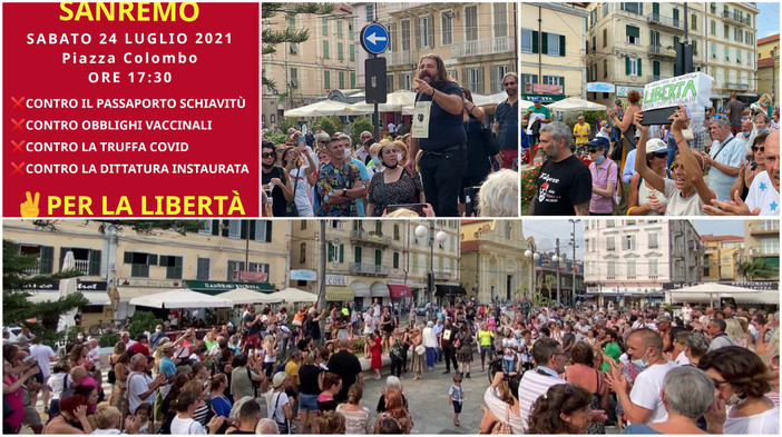 A Sanremo la protesta 'Basta dittatura!': in 250 contro l'obbligo del green pass (foto e video) A Sanremo la protesta 'Basta dittatura!': in 250 contro l'obbligo del green pass (foto e video)