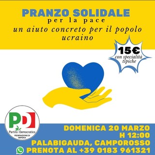 Camporosso: il Partito Democratico organizza un pranzo solidale in favore del popolo ucraino Camporosso: il Partito Democratico organizza un pranzo solidale in favore del popolo ucraino