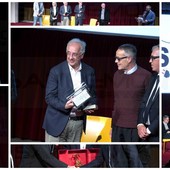 Sanremo: Walter Veltroni e Beppe Carletti premiati ieri dal sindaco al 'Festival della Parola' al Casinò (Foto)