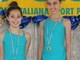 Nella foto Fabiana Mirto e Linda Siciliano, atlete dello Sturla pattinaggio sezione Sanremo allenato da Nadia Comazzi, con le medaglie al collo
