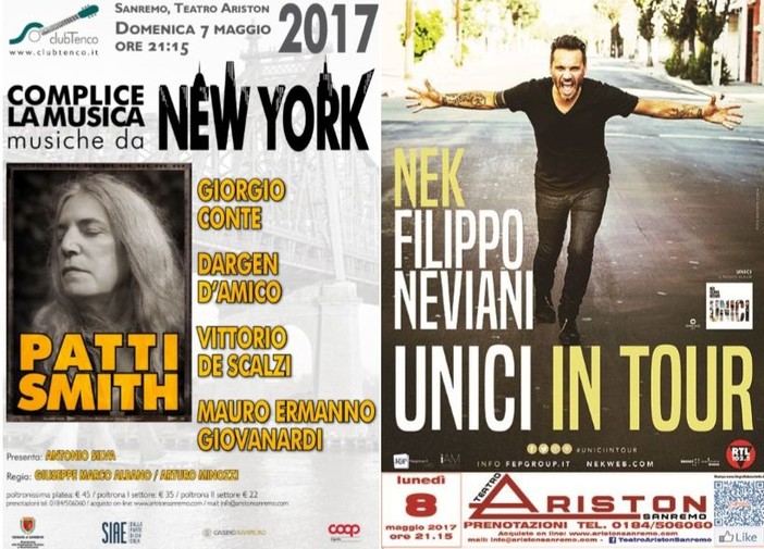 Sanremo: domenica e lunedì doppio appuntamento con la musica all'Ariston