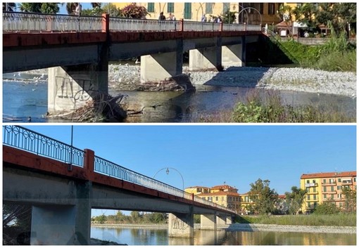 Ventimiglia: prosegue la pulizia sul greto del Roya, terminato anche l'intervento alla passerella 'Squarciafichi' (Foto)