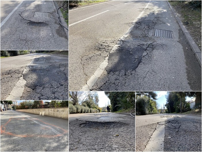 Alcune delle buche più pericolose sulla pista ciclabile