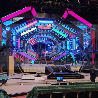 I lavori per la costruzione del palco per il 71° Festival di Sanremo