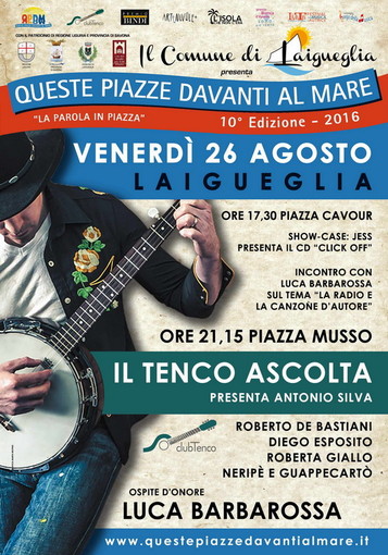 ‘Il Tenco ascolta’ in tour ad agosto: il 19 a Piombino, il 26 a Laigueglia. Ospiti Baccini e Barbarossa