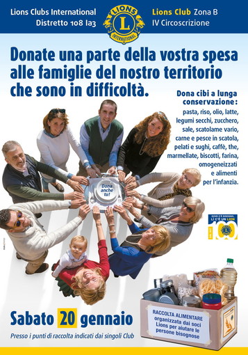 Sabato prossimo i Lions Club della nostra provincia organizzano la raccolta alimentare nei supermercati Sabato prossimo i Lions Club della nostra provincia organizzano la raccolta alimentare nei supermercati