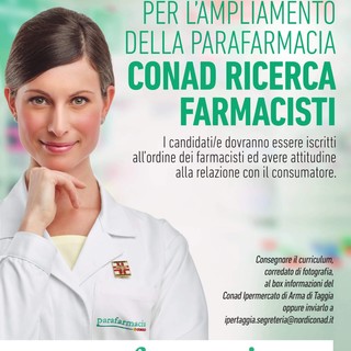 Arma di Taggia: ampliamento della ParaFarmacia, il Conad Ipermercato cerca farmacisti