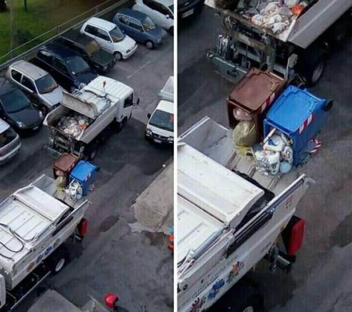 Sanremo: subito risolto il 'mistero' dei due cassonetti svuotati nell'indifferenziata, era un errato conferimento degli utenti (Foto e Video)