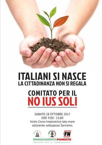 Sanremo: sabato prossimo in corso Imperatrice un 'gazebo' di 'Rinnovamento Ponente' sullo Ius Soli