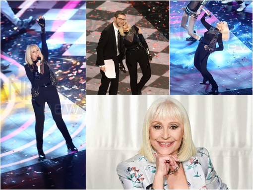 Raffaella Carrà nella sua ultima apparizione al Teatro Ariston nel 2014