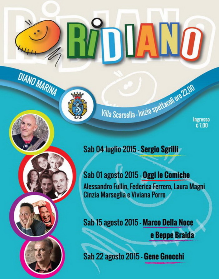 Diano Marina: da sabato prossimo con Sergio Sgrilli il via a 'RiDiano' il Festival della Comicità Diano Marina: da sabato prossimo con Sergio Sgrilli il via a 'RiDiano' il Festival della Comicità