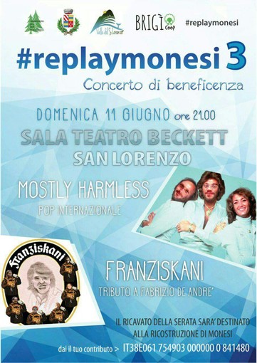 San Lorenzo al Mare: domenica prossima, concerto di beneficenza dal titolo 'ReplayMonesi3' San Lorenzo al Mare: domenica prossima, concerto di beneficenza dal titolo 'ReplayMonesi3'