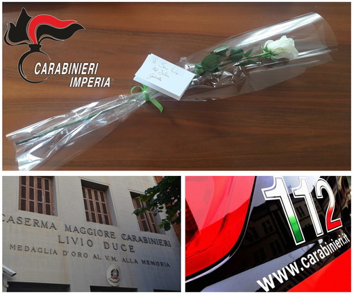 Consegna una rosa ai Carabinieri: dopo i fatti di Roma attestazione di vicinanza da parte di una signora di Ventimiglia Consegna una rosa ai Carabinieri: dopo i fatti di Roma attestazione di vicinanza da parte di una signora di Ventimiglia