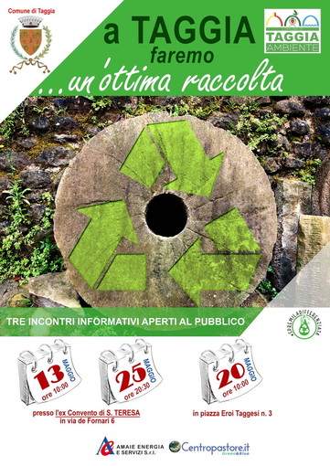 Sabato prossimo, primo incontro con i cittadini sul nuovo servizio di raccolta rifiuti interessante esclusivamente l’abitato di Taggia Sabato prossimo, primo incontro con i cittadini sul nuovo servizio di raccolta rifiuti interessante esclusivamente l’abitato di Taggia