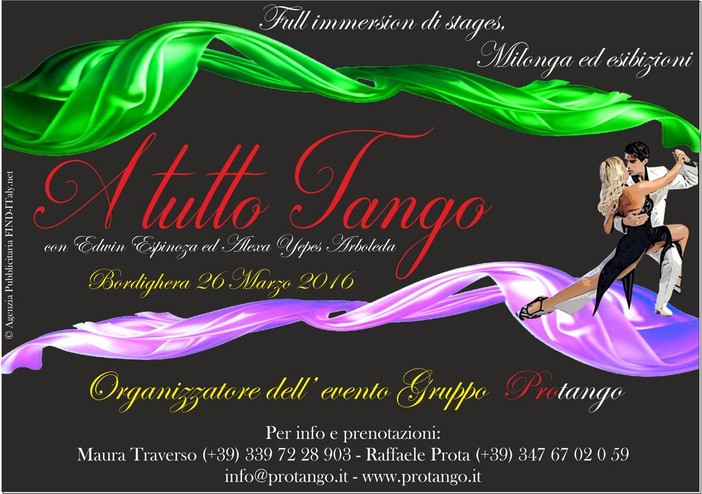 Bordighera: vigilia di Pasqua all'insegna del Tango Argentino nella città delle palme