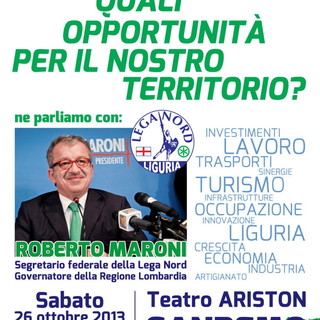 Sanremo: sabato Roberto Maroni sarà a Sanremo per parlare dell'importanza dell'Expo 2015