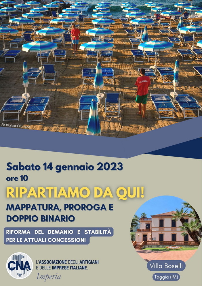 Bolkestein, CNA Imperia Balneari: “Subito un tavolo di confronto per tutelare le imprese ed evitare la direttiva europea” Bolkestein, CNA Imperia Balneari: “Subito un tavolo di confronto per tutelare le imprese ed evitare la direttiva europea”