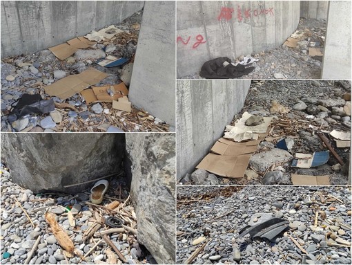 I rifiuti sulla spiaggia di Sant'Ampelio