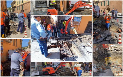 Imperia: potrebbero andare avanti sia oggi che domani i lavori di riparazione alla tubazione di Porto Maurizio (Foto e Video)