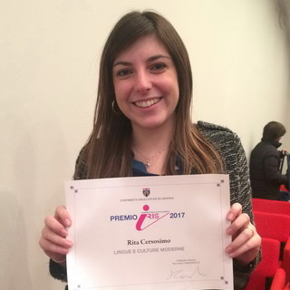 La giovane imperiese Rita Cersosimo (ex alunna del Liceo Viesseux) ha ricevuto il premio 'Iris'