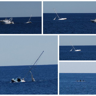 La sequenza dei soccorsi con la barca che si rovescia