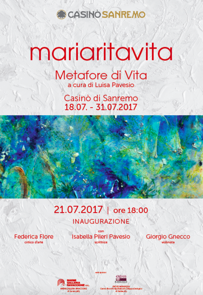 Sanremo: venerdì al Casinò l'inaugurazione della mostra "Metafore di Vita" e la presentazione del libro "Schegge di memoria"