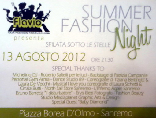 Lunedì prossimo in piazza Borea d'Olmo si svolge la 'Summer Fashion Night' Lunedì prossimo in piazza Borea d'Olmo si svolge la 'Summer Fashion Night'