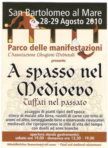 San Bartolomeo al Mare: nel fine settimana scatta la sagra “A Spasso nel Medioevo”