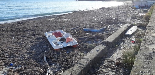 Sanremo: spiaggia di Bussana invasa dai legnami, la segnalazione di una nostra lettrice (Foto)