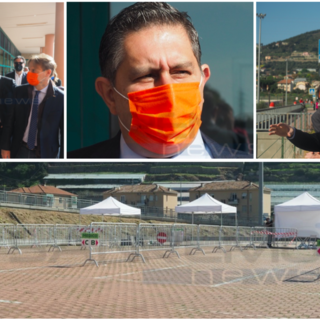 Il presidente Toti in visita all'hub vaccinale di Taggia: "Le decisioni sul dopo Pasqua nel pomeriggio" (Foto e Video)