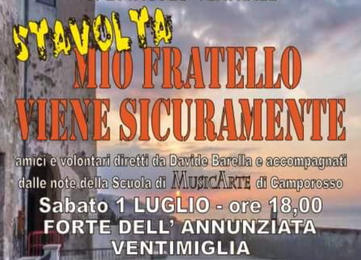 Ventimiglia: al Forte dell'Annunziata spettacolo teatrale del gruppo teatro 'Amici Caritas Intemelia' con 'Stavolta mio fratello viene sicuramente' Ventimiglia: al Forte dell'Annunziata spettacolo teatrale del gruppo teatro 'Amici Caritas Intemelia' con 'Stavolta mio fratello viene sicuramente'