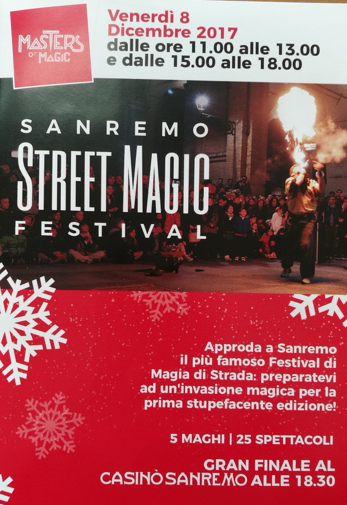 Sanremo: è la grande giornata dello "Street Magic Festival", spostato uno spettacolo per il vento Sanremo: è la grande giornata dello "Street Magic Festival", spostato uno spettacolo per il vento