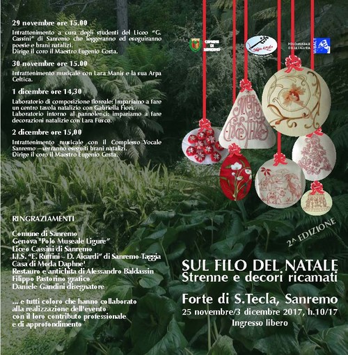 Sanremo: al Forte di Santa Tecla arriva, 'Sul filo del Natale'. Venerdì l'inaugurazione Sanremo: al Forte di Santa Tecla arriva, 'Sul filo del Natale'. Venerdì l'inaugurazione