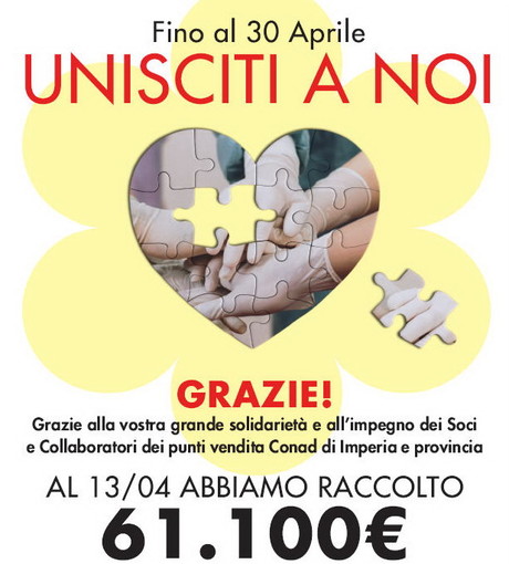 Oltre 61mila euro raccolti da Conad grazie alle donazioni dei clienti: con i 45mila già versati si superano i 100mila