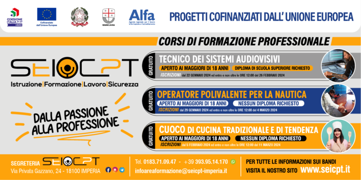 Trasforma la tua passione in professione con i nuovi corsi di SEI CPT Imperia