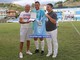 Max Taddei, capitano della Sanremese, premiato per le oltre 100 presenze con la maglia biancoazzurra (foto Fabio Pavan)