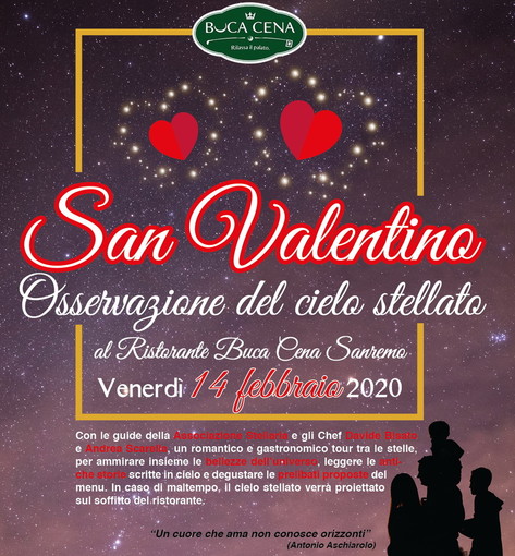 Sanremo: venerdì prossimo un romantico tour tra le stelle per il San Valentino del 'Buca Cena'