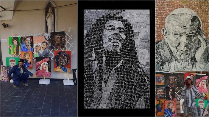 Ventimiglia, ritratti in mosaico di marmo e in acrilico: l'arte di Salvatore Goffredo (Foto)