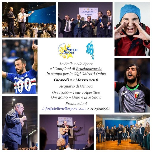 Giovedì 22 marzo all’Acquario di Genova la Serata Benefica delle Stelle per la Ghirotti