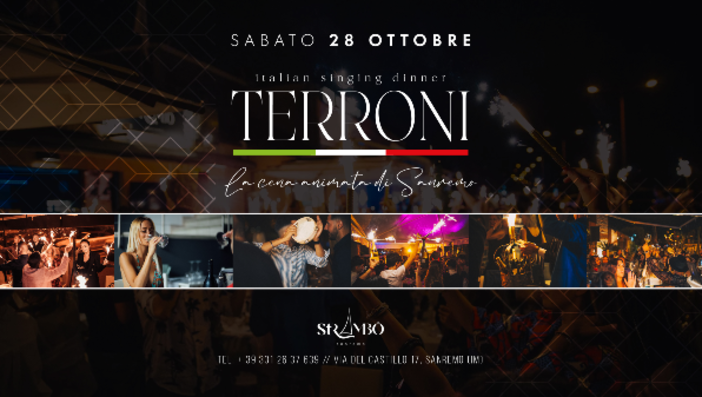 Torna la cena animata “Terroni” allo Strambò di Sanremo sabato 28 ottobre Torna la cena animata “Terroni” allo Strambò di Sanremo sabato 28 ottobre