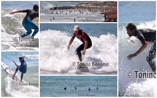 Sanremo: lo spettacolo del surf questo pomeriggio ai 'Tre Ponti' nelle foto di Tonino Bonomo