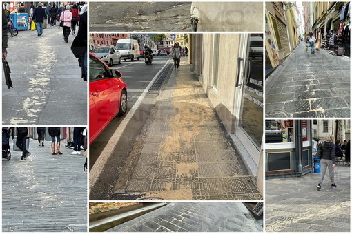 Sanremo: anziano sparge olio commestibile in pieno centro, la Municipale fa intervenire Amaie Energia (Foto) Sanremo: anziano sparge olio commestibile in pieno centro, la Municipale fa intervenire Amaie Energia (Foto)