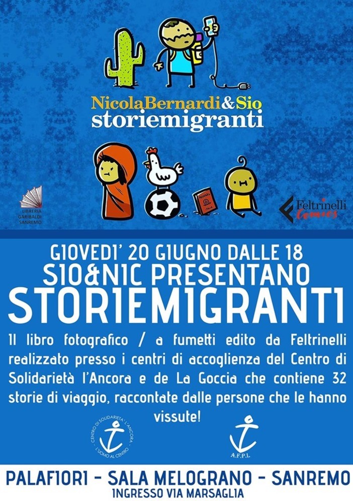 Sanremo: giovedì prossimo al Palafiori la presentazione del libro a fumetti “Storiemigranti” Sanremo: giovedì prossimo al Palafiori la presentazione del libro a fumetti “Storiemigranti”
