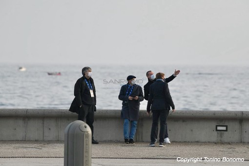 Il sopralluogo di Amadeus con Gianmarco Mazzi e Lucio Presta (foto Tonino Bonomo)
